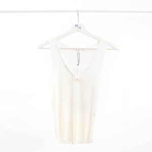 NIA White Ribbed Tank Top